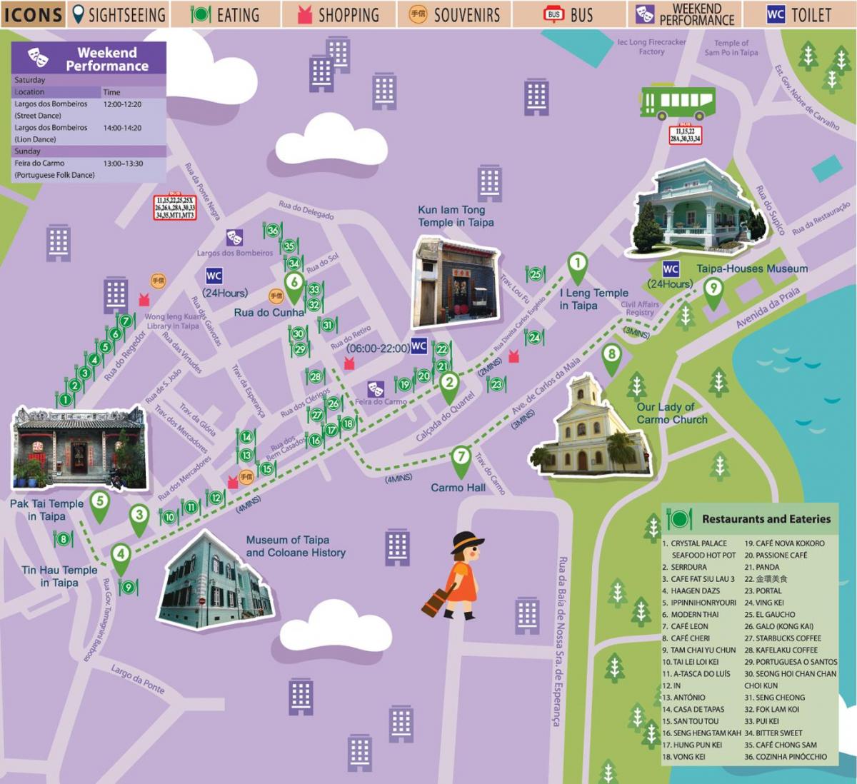 Bezpłatny transfer Makau mapa linii autobusowych