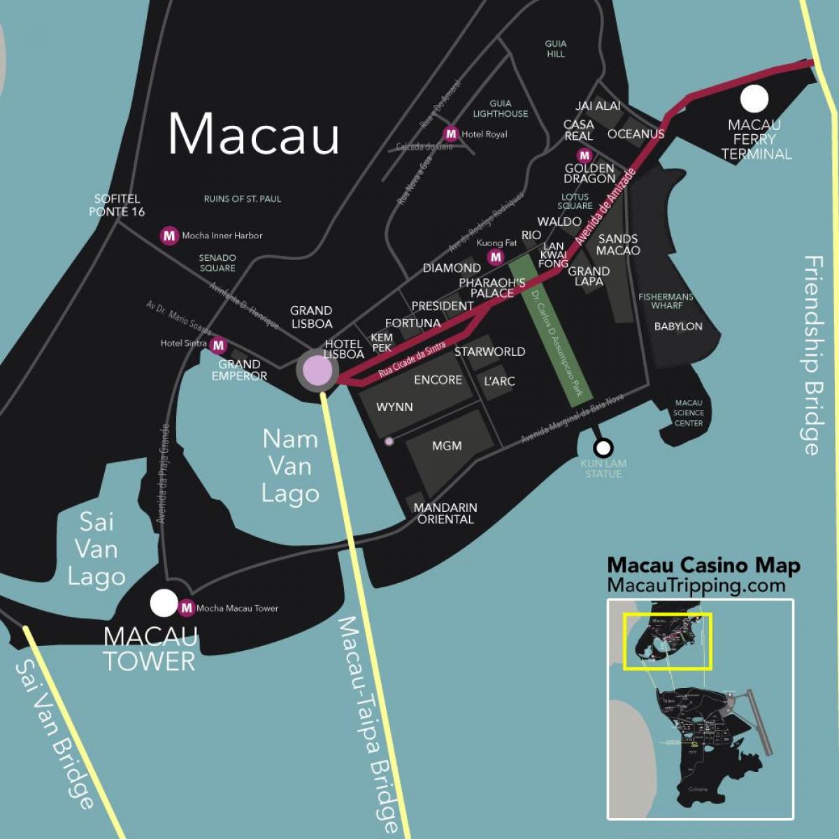 mapa Makau Chiny kasyno