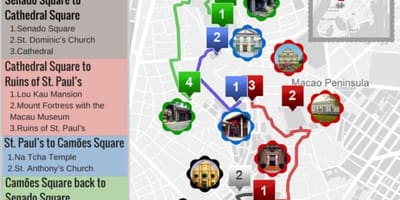 Mapa ruiny Świętego Pawła w Makau